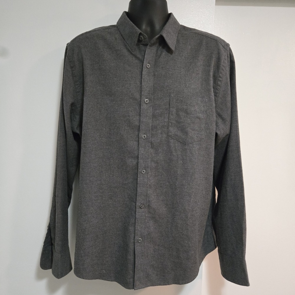 Untuckit Sherwood Flannel Shirt Mens Sz XL Gray Long Sleeve Button Up Front